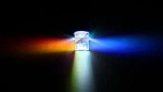 Dichroic X-cube prism removed from projector. Laser experiments