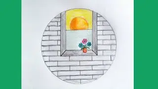 A Scenery In A Circle | Easy Circle Drawing | সুন্দর দৃশ্য আঁকা। Rupar Rong Pencil