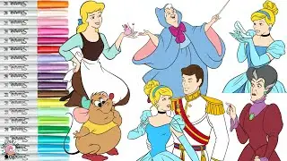 Disney Princess Cinderella Coloring Book Compilation Gus Gus Fairy Godmother Evil Stepmother Prince
