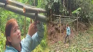 Single Mom’s Forest Dream: Building a Temporary Bamboo House in 7 Days | Forest House Construction