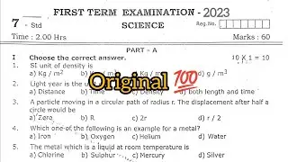 7th science Quarterly exam Original question paper 2023