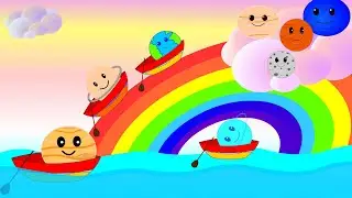 Row, Row your Boat | Planets theme Rhyme Animation video for Kids 🛶🎶