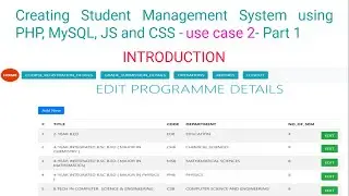 Creating Student Management System using PHP, MySQL, JS and CSS -Use Case 2-Part1