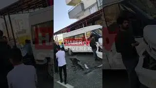 Çocuğa çarpmamak için direksiyonu kıran sürücü araçların içine  dalarak bir işyerine girdi!