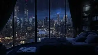 Calm City Rain Night in Cozy Penthouse | Sleep Instantly with Rain Sounds and City Skyline Views