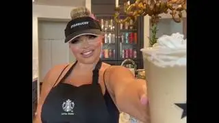 Trisha holding out Starbucks  | spriteuser000