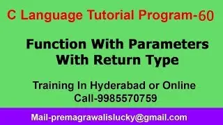 Function in c programming |Program-60 | |Function  With Return Type With Parameter |