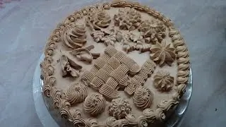 Как украсить торт кремом.