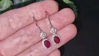 Серебряные серьги-подвески с мадагаскарским рубином