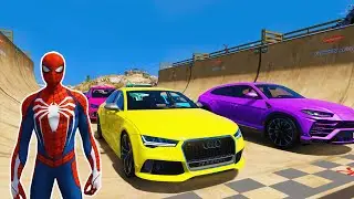 GTA V SPIDERMAN SOLO Epic Mega Crazy Stunt Challenge \ New Cars Parkour