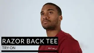 Razor Back Tee Maroon Try On | SQUAT WOLF