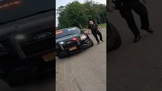 Cop pulls over biker and witnessed his friend crash 😱 ​​⁠​⁠