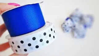Школьные бантики из лент с принтом 