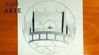 ✍Tutoriales de dibujo a lapiz / Como dibujar un paisaje 🚣‍♀️  de forma facil con lápiz