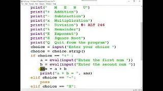 Python: Eight Function Calculator, Part 2 of 3