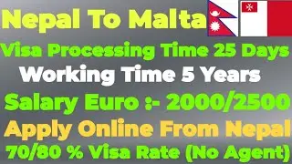 25 दिनमा (Nepal To Malta) Malta Work Visa 2023/24 Apply Online From Nepal (Without Agent)