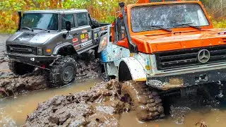 RC Cars Stuck in MUD – Unimog 6x6 VS Unimog 4x4 – Axial 6x6 VS Traxxas TRX4 – Wilimovich