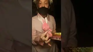 pink skirt with shirt and apron showing pink stuff