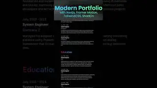 Create Modern Portfolio Website with Nextjs, TailwindCSS, Framer Motion, shadCn Tutorial 