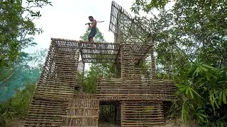 Build The Most Survival Wooden Villa And Swimming Pool Underground