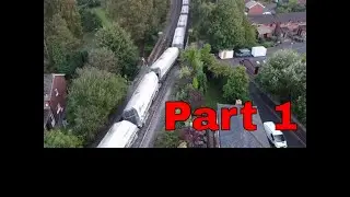 Train derails in Audenshaw Manchester with drone footage & massive emergency service response