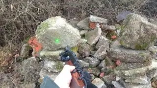 Lazerli Av Tüfeği Kurşun Atışı İle Kiremit ve Beton Blok Parçalama /Shot With Green Laser