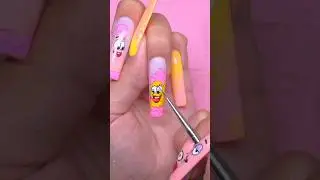Let’s paint Spongebob 🧽🩷💛 #spongebob #nailtutorial #characternail #gelnailart