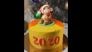 НОВОГОДНИЙ ТОРТ-СЫР С МЫШОНКОМ!  Украшение торта без мастики. /  NEW YEAR'S CAKE CHEESE WITH A MOUSE
