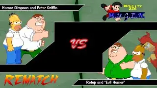 MUGEN Homer Simpson and Peter Griffin vs Evil Selves (Rematch)