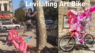Special Head Levitates Off Tall Bike Art Car & Tree