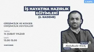 Girişimcilik ve KOSGEB Girişimcilik Destekleri- Abdulkadir KILINÇ