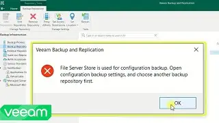 Error Veeam Open configuration backup settings and choose another backup repository first | Msolved
