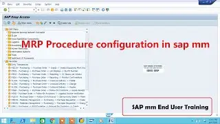 MRP Procedure configuration in sap mm