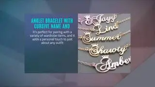 Personalized Anklet Bracelet With Cursive Name And Crown