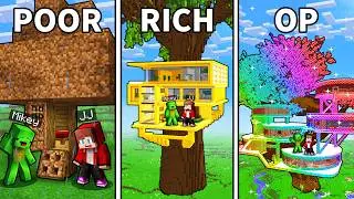 JJ and Mikey: From POOR To OP Tree Base in Minecraft...