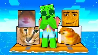 One Slime Block on a MEME RAFT in Minecraft!