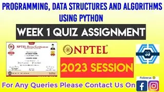 Programming Data Structures And Algorithms Using Python | Week 1 Answers 2023 | NPTEL | SWAYAM