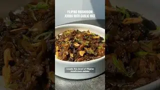Filipino mushroom adobo with fried garlic or sinangag 🌞 vegan recipe #shorts #mushrooms #garlic