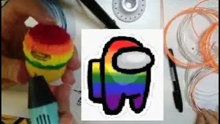 Радужный Among Us, нарисованный 3D ручкой из яйца от киндер-сюрприза