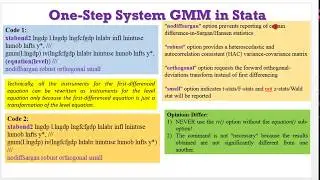 (Stata13): How to Estimate One-Step System GMM 