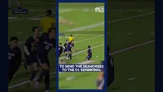 Kade Ladner of Burlington High School strikes from 30 yards to send the Seahorses to D1 semifinal
