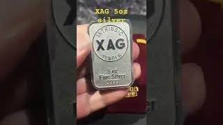 🤑 Xag 5 oz  Minted Silver Bar 9999 fine👌💰#like #subscribe
