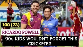 RICARDO POWELL SMASES THE CRICKET BALL ALL OVER THE GROUND HARDLY|