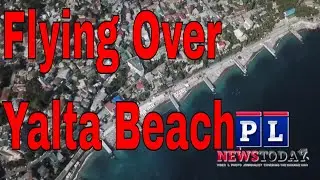 Ludwig van Beethoven Over Yalta Beach Crimea. Drone footage