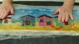 How to make an Artfelt Beach Hut Seaside Felt Picture