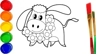 COW DRAWING AND COLORING FOR KIDS | HOW TO DRAW A CUTE COW EASY STEP BY STEP