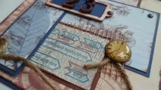 Скрапбукинг открытка к  23 февраля
