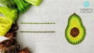Mũi Đột Khít & ứng dụng thêu lấp đầy quả bơ - Back Stitch applied in avocado embroidery