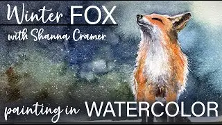 Winter Fox in Watercolor - real-time watercolor painting of a happy fox in snow