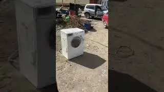 brick against the washing machine